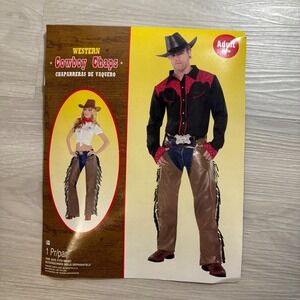 Western Cowboy Men Chaps Costume Pretend Play Role Halloween One Size